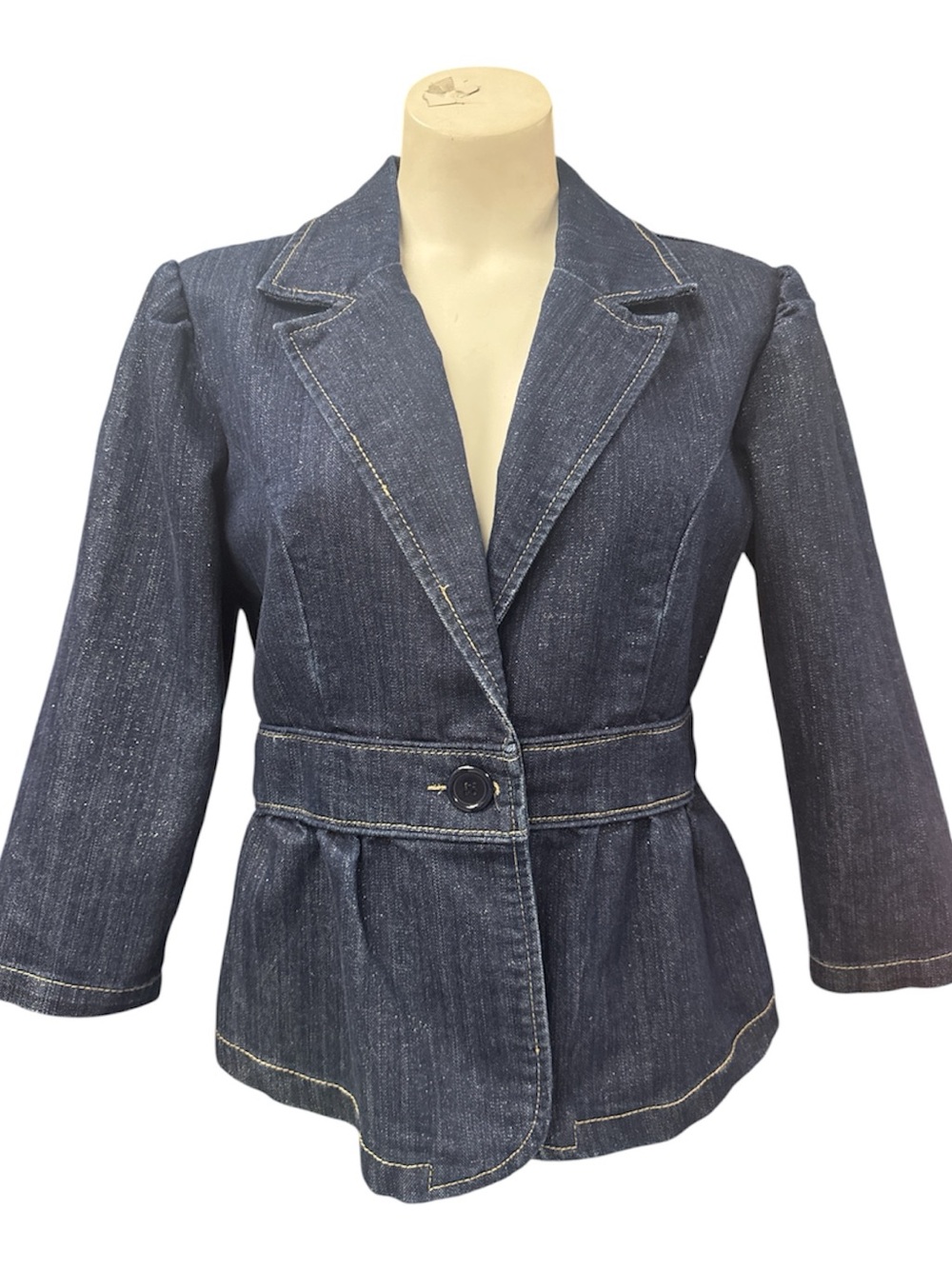 Women's Dark Blue Denim Peplum Jacket - Brand Unspecified Size L